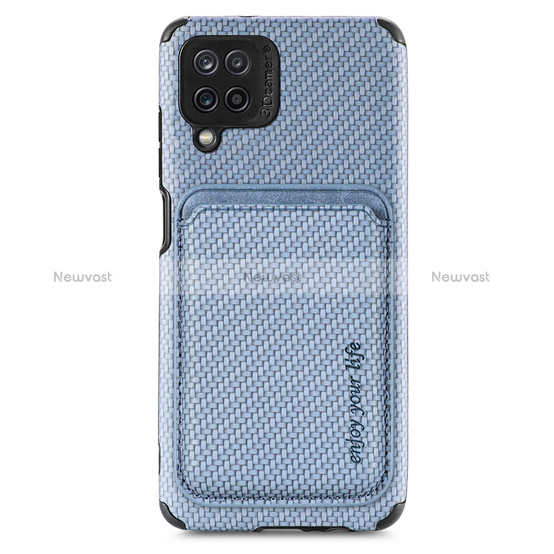 Ultra-thin Silicone Gel Soft Case Cover with Magnetic S02D for Samsung Galaxy A12 Nacho Blue