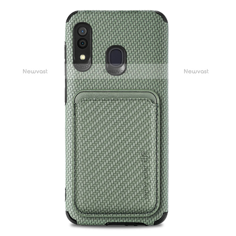 Ultra-thin Silicone Gel Soft Case Cover with Magnetic S02D for Samsung Galaxy A20 Green