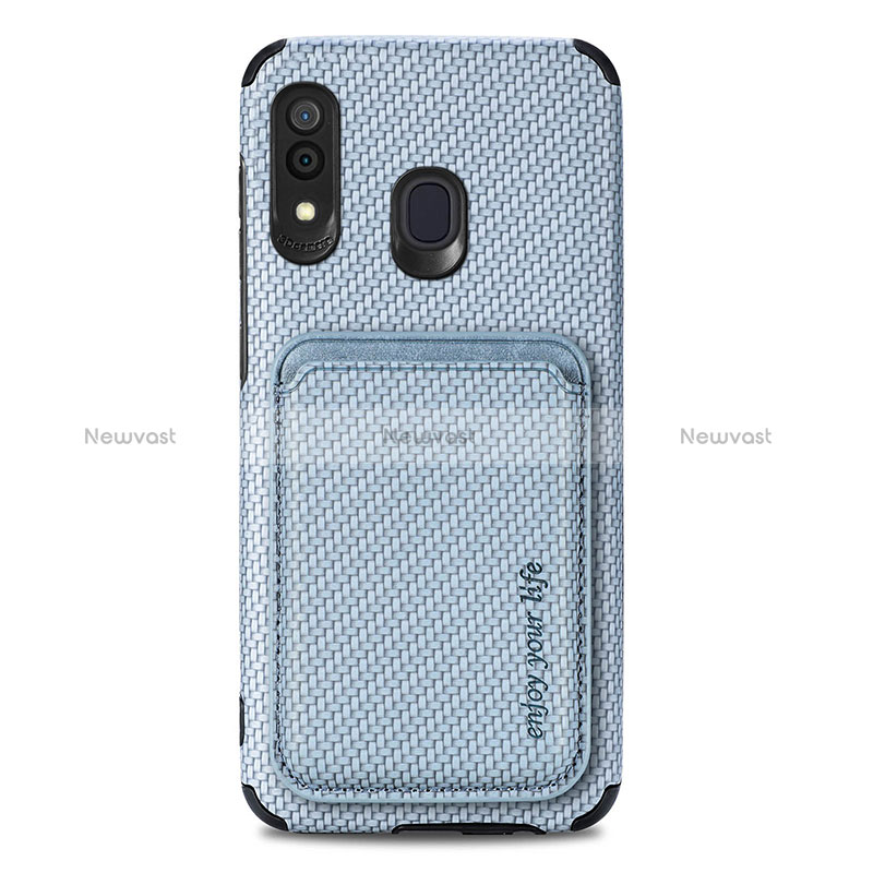 Ultra-thin Silicone Gel Soft Case Cover with Magnetic S02D for Samsung Galaxy A30 Blue