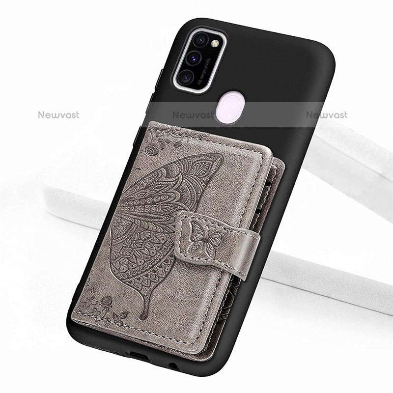 Ultra-thin Silicone Gel Soft Case Cover with Magnetic S02D for Samsung Galaxy M30s Gray