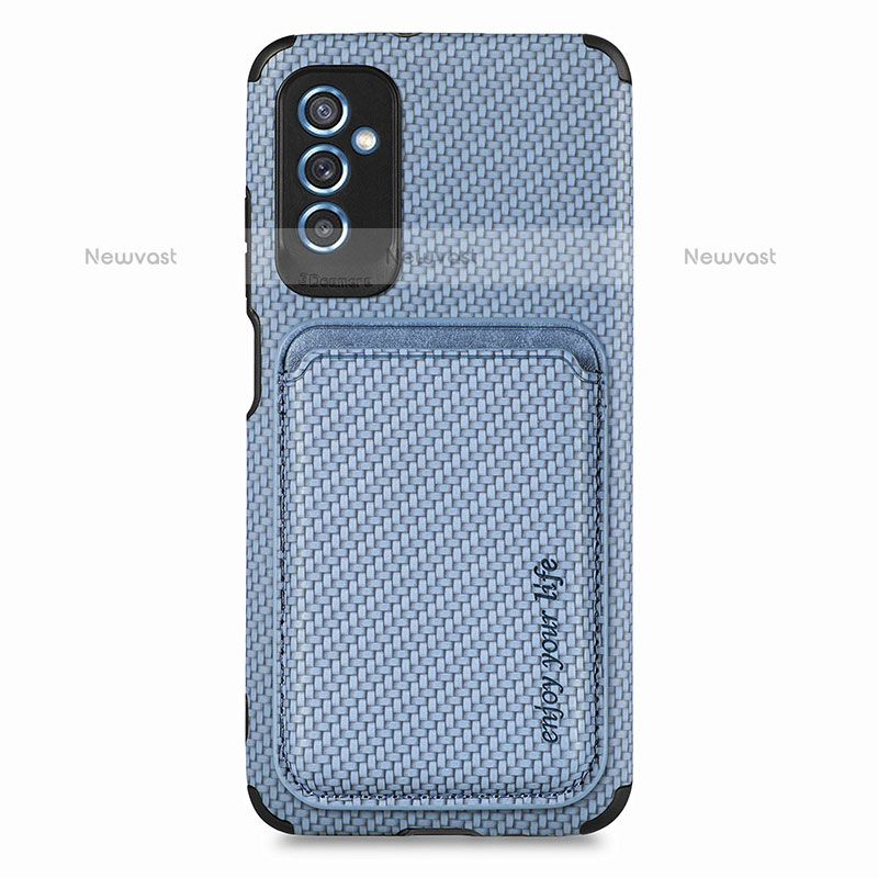 Ultra-thin Silicone Gel Soft Case Cover with Magnetic S02D for Samsung Galaxy M52 5G Blue