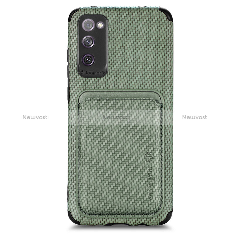 Ultra-thin Silicone Gel Soft Case Cover with Magnetic S02D for Samsung Galaxy S20 FE (2022) 5G Green