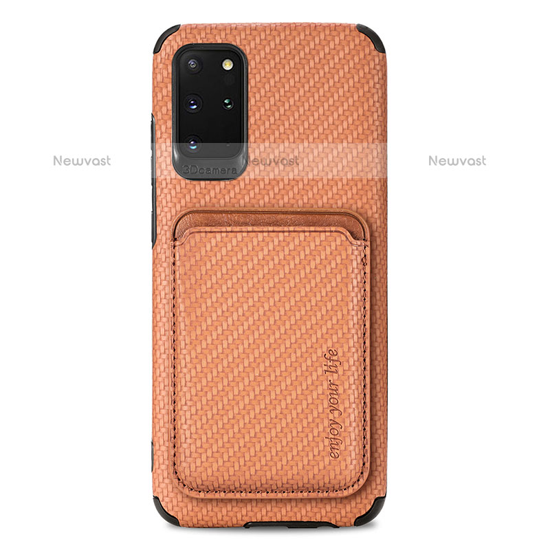 Ultra-thin Silicone Gel Soft Case Cover with Magnetic S02D for Samsung Galaxy S20 Plus 5G Brown