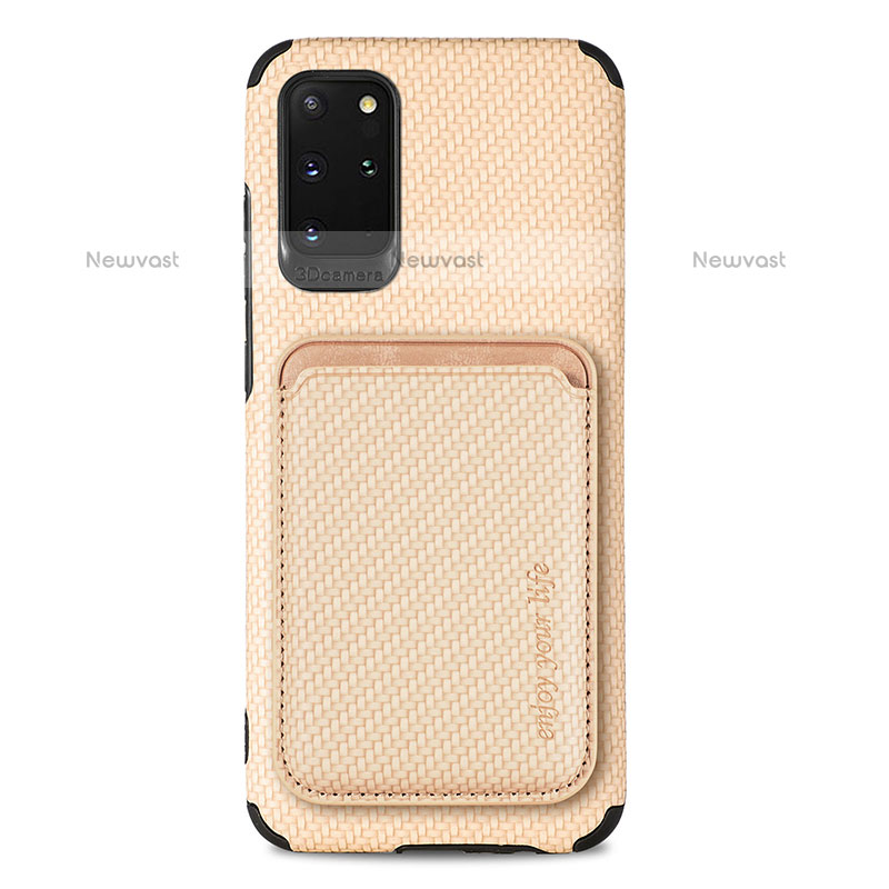 Ultra-thin Silicone Gel Soft Case Cover with Magnetic S02D for Samsung Galaxy S20 Plus Gold