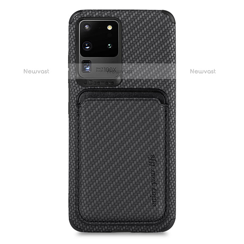 Ultra-thin Silicone Gel Soft Case Cover with Magnetic S02D for Samsung Galaxy S20 Ultra 5G Black