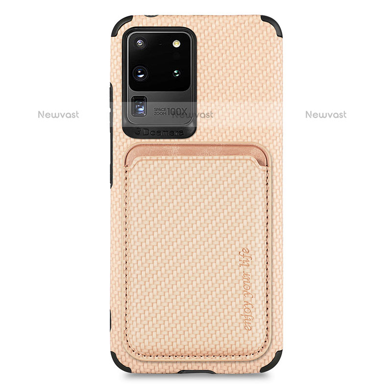 Ultra-thin Silicone Gel Soft Case Cover with Magnetic S02D for Samsung Galaxy S20 Ultra 5G Gold