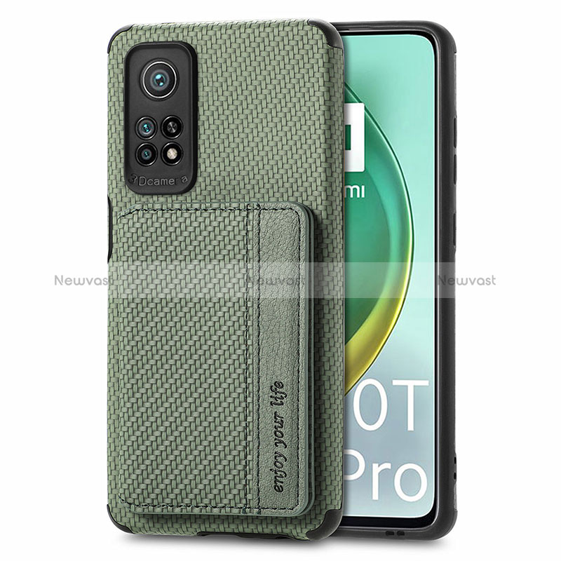 Ultra-thin Silicone Gel Soft Case Cover with Magnetic S02D for Xiaomi Mi 10T 5G Green