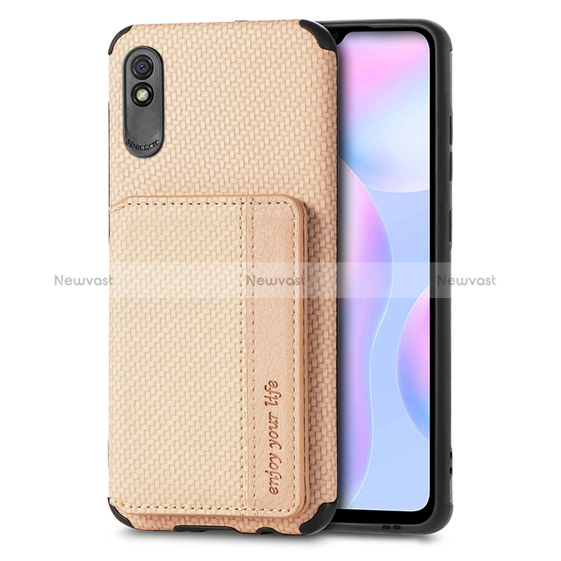 Ultra-thin Silicone Gel Soft Case Cover with Magnetic S02D for Xiaomi Redmi 9AT Gold