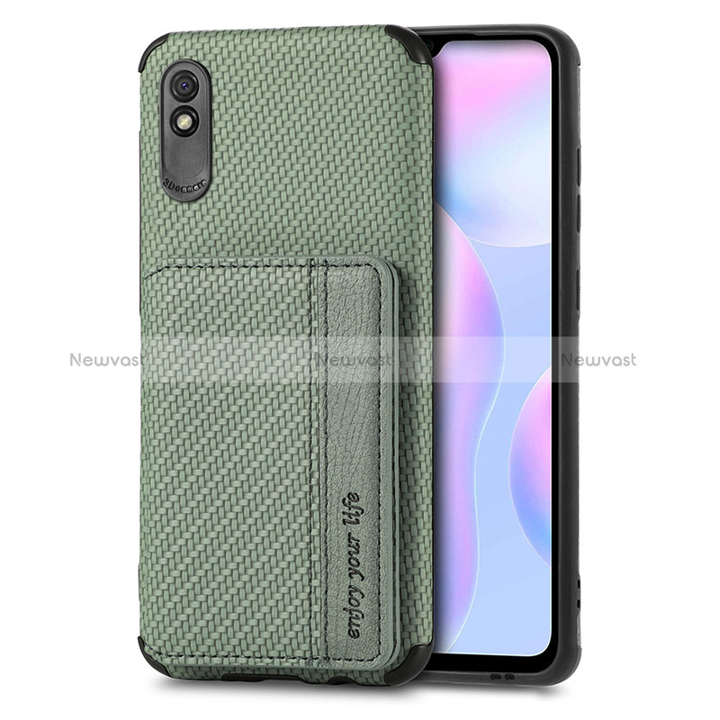 Ultra-thin Silicone Gel Soft Case Cover with Magnetic S02D for Xiaomi Redmi 9AT Green