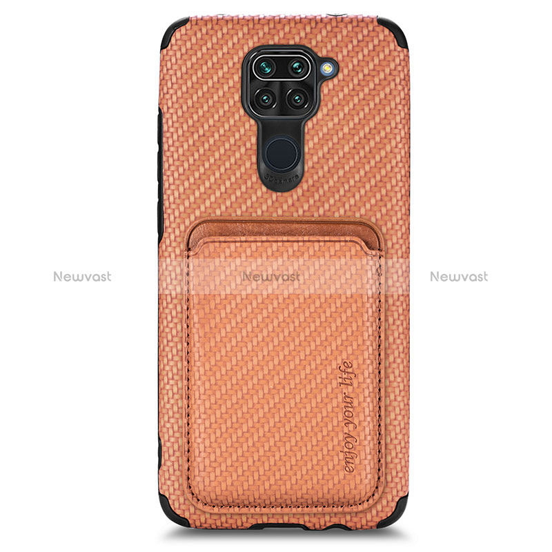 Ultra-thin Silicone Gel Soft Case Cover with Magnetic S02D for Xiaomi Redmi Note 9 Brown