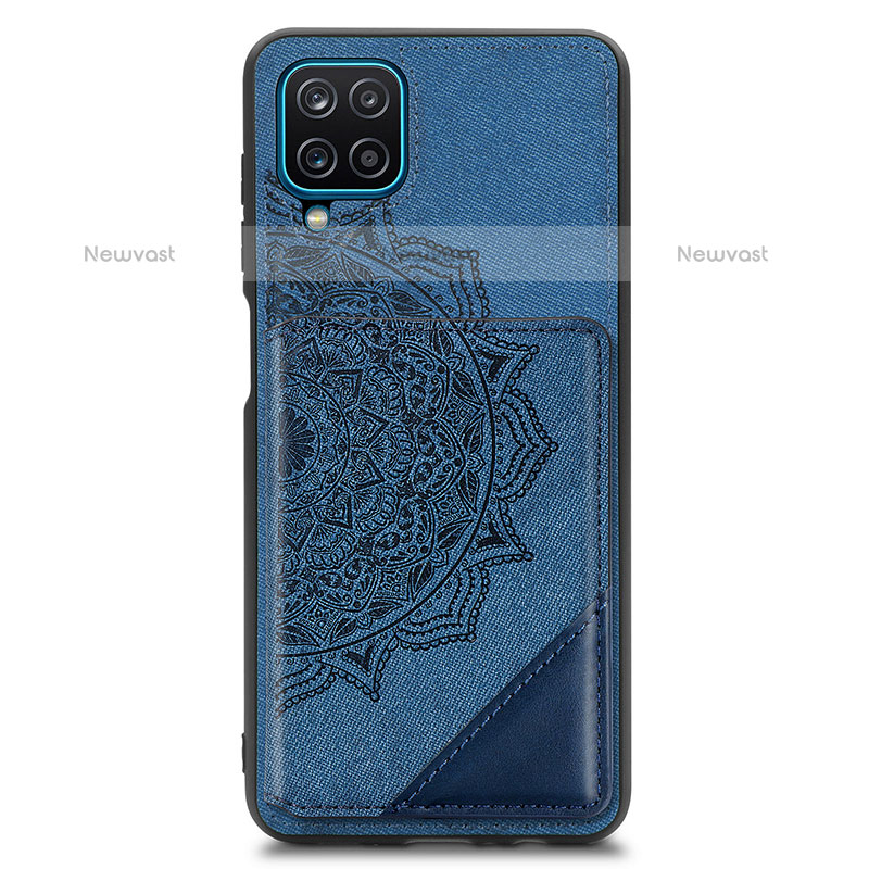 Ultra-thin Silicone Gel Soft Case Cover with Magnetic S03D for Samsung Galaxy A12 Blue