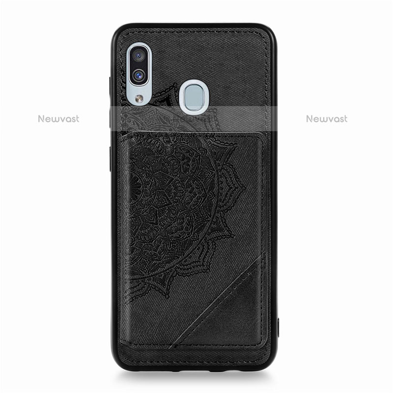Ultra-thin Silicone Gel Soft Case Cover with Magnetic S03D for Samsung Galaxy A20 Black