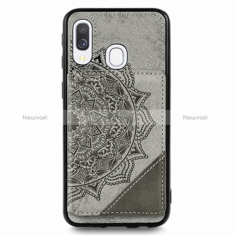 Ultra-thin Silicone Gel Soft Case Cover with Magnetic S03D for Samsung Galaxy A40 Gray