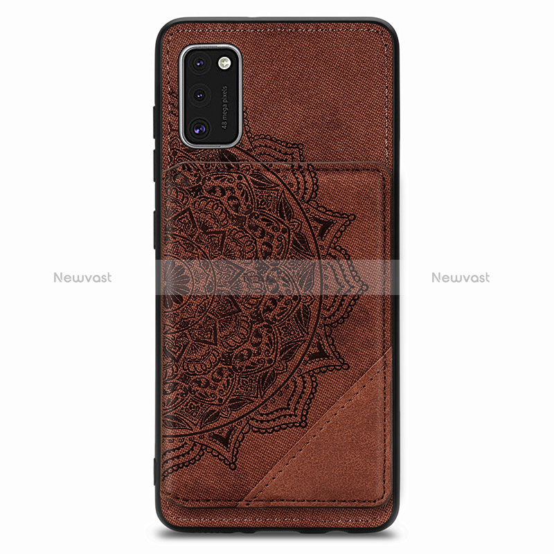 Ultra-thin Silicone Gel Soft Case Cover with Magnetic S03D for Samsung Galaxy A41 Brown
