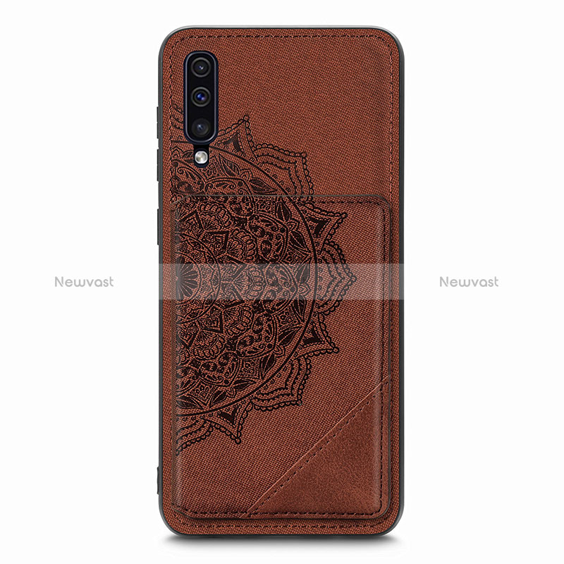 Ultra-thin Silicone Gel Soft Case Cover with Magnetic S03D for Samsung Galaxy A50S Brown