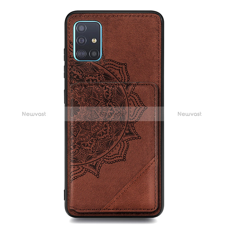 Ultra-thin Silicone Gel Soft Case Cover with Magnetic S03D for Samsung Galaxy A51 5G Brown