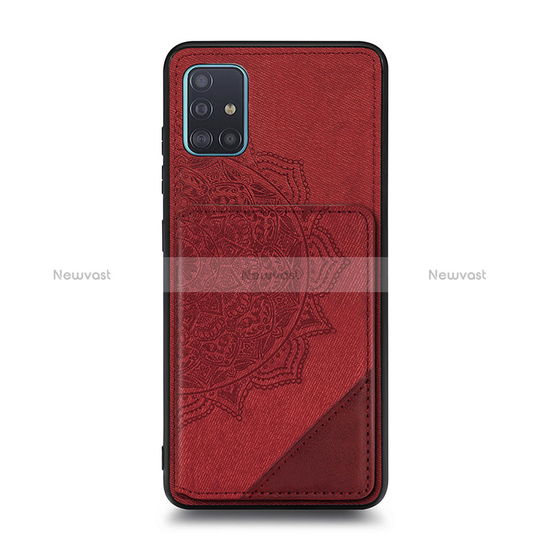 Ultra-thin Silicone Gel Soft Case Cover with Magnetic S03D for Samsung Galaxy A51 5G Red