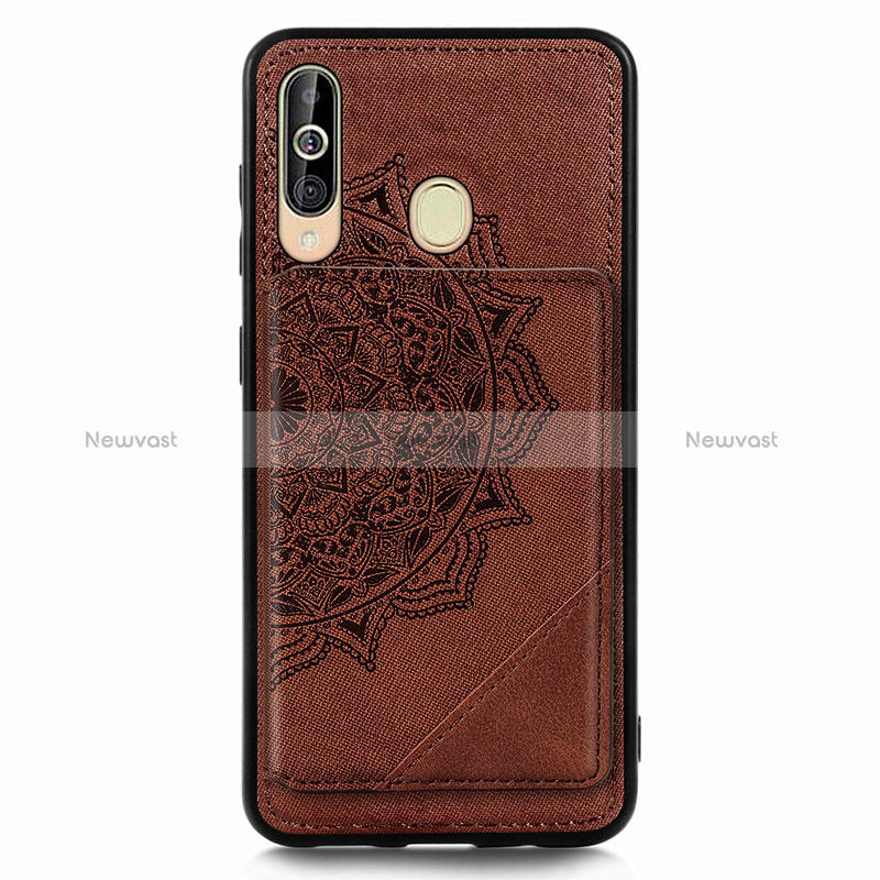 Ultra-thin Silicone Gel Soft Case Cover with Magnetic S03D for Samsung Galaxy A60 Brown