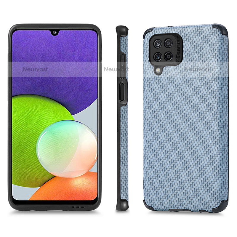 Ultra-thin Silicone Gel Soft Case Cover with Magnetic S03D for Samsung Galaxy M32 4G Blue