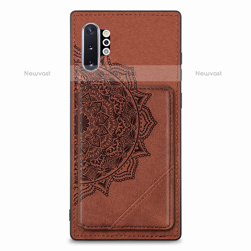 Ultra-thin Silicone Gel Soft Case Cover with Magnetic S03D for Samsung Galaxy Note 10 Plus 5G Brown