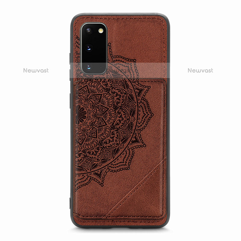 Ultra-thin Silicone Gel Soft Case Cover with Magnetic S03D for Samsung Galaxy S20 Brown