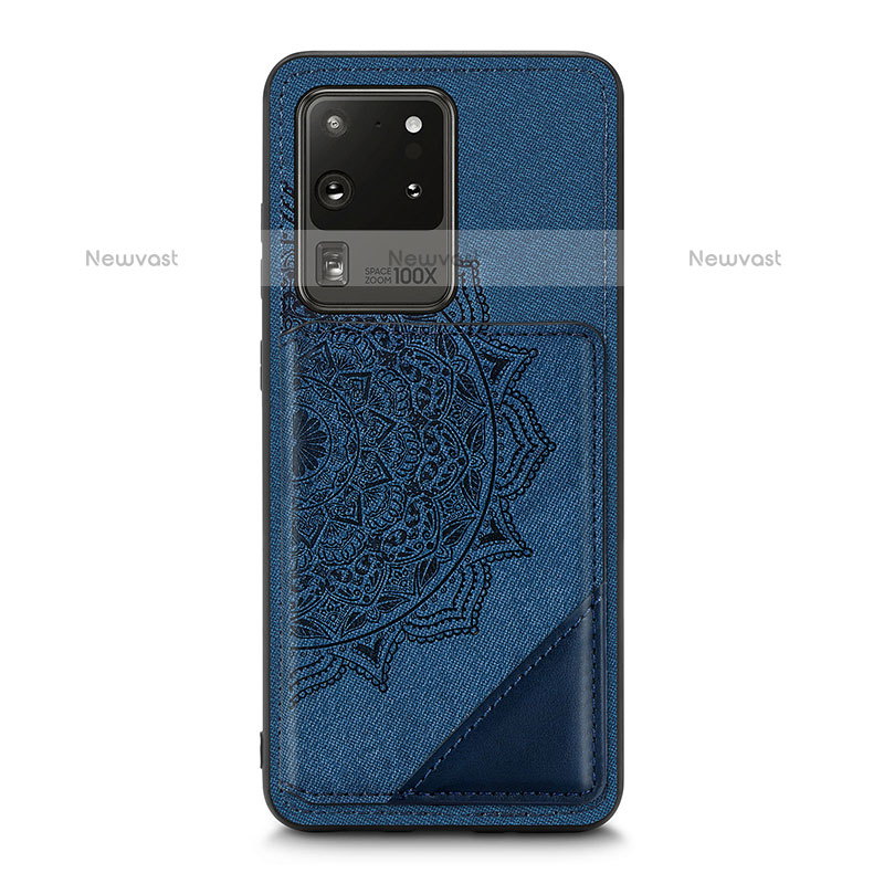 Ultra-thin Silicone Gel Soft Case Cover with Magnetic S03D for Samsung Galaxy S20 Ultra 5G Blue