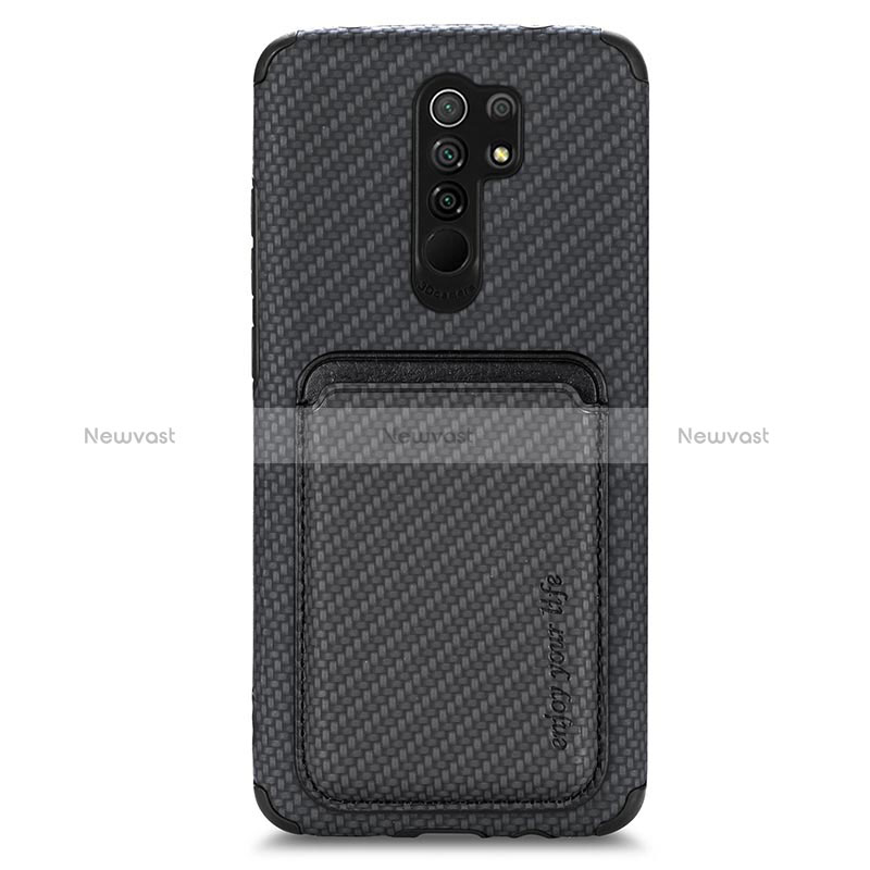 Ultra-thin Silicone Gel Soft Case Cover with Magnetic S03D for Xiaomi Redmi 9 Black