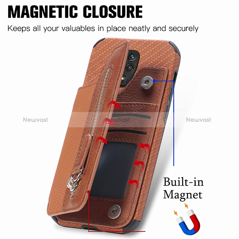 Ultra-thin Silicone Gel Soft Case Cover with Magnetic S03D for Xiaomi Redmi Note 9 Pro