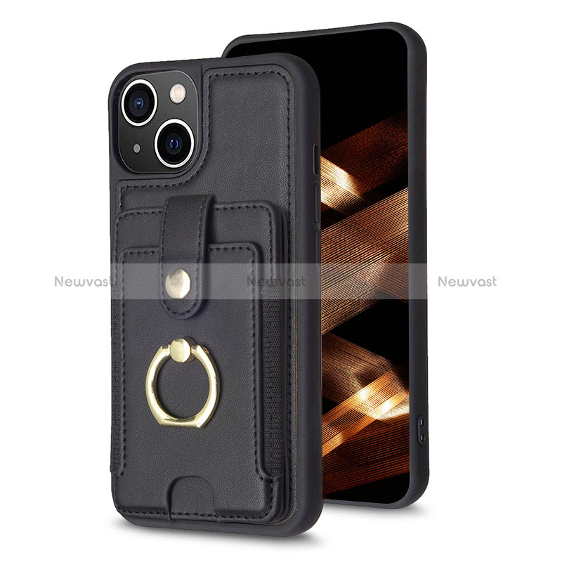 Ultra-thin Silicone Gel Soft Case Cover with Magnetic S04D for Apple iPhone 13 Black