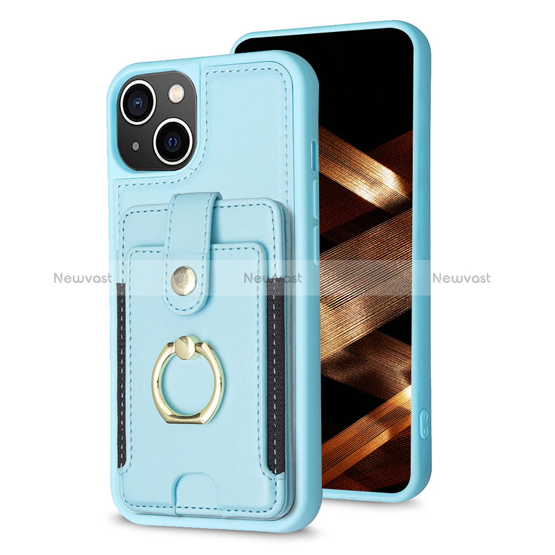 Ultra-thin Silicone Gel Soft Case Cover with Magnetic S04D for Apple iPhone 15 Plus Sky Blue
