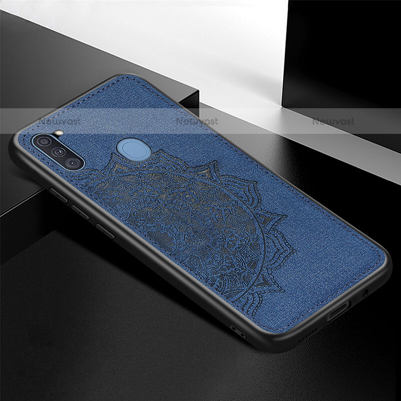 Ultra-thin Silicone Gel Soft Case Cover with Magnetic S04D for Samsung Galaxy A11 Blue