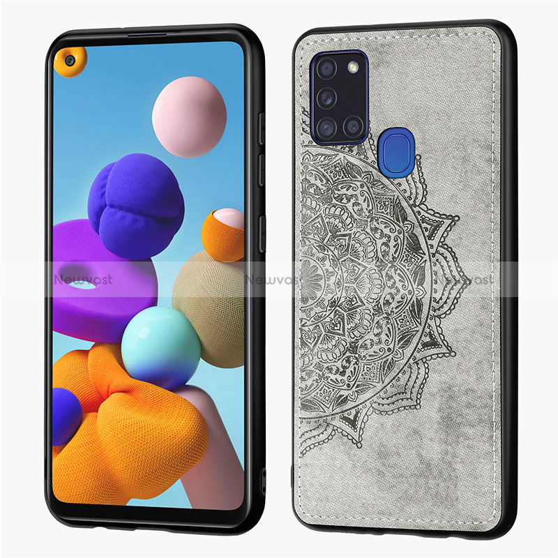 Ultra-thin Silicone Gel Soft Case Cover with Magnetic S04D for Samsung Galaxy A21s Gray