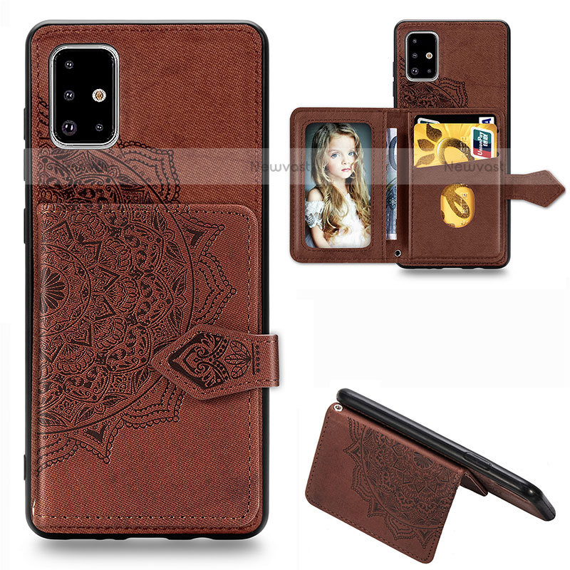 Ultra-thin Silicone Gel Soft Case Cover with Magnetic S04D for Samsung Galaxy A51 4G Brown