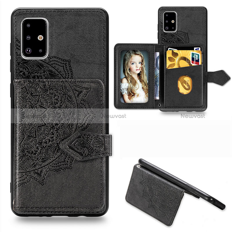Ultra-thin Silicone Gel Soft Case Cover with Magnetic S04D for Samsung Galaxy A51 5G Black