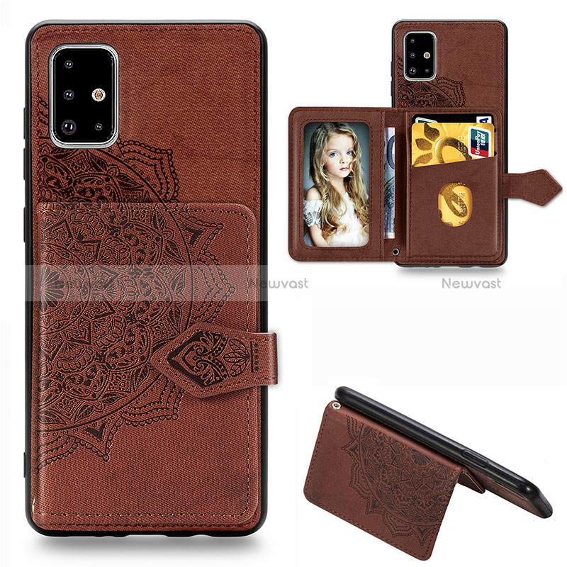 Ultra-thin Silicone Gel Soft Case Cover with Magnetic S04D for Samsung Galaxy A51 5G Brown