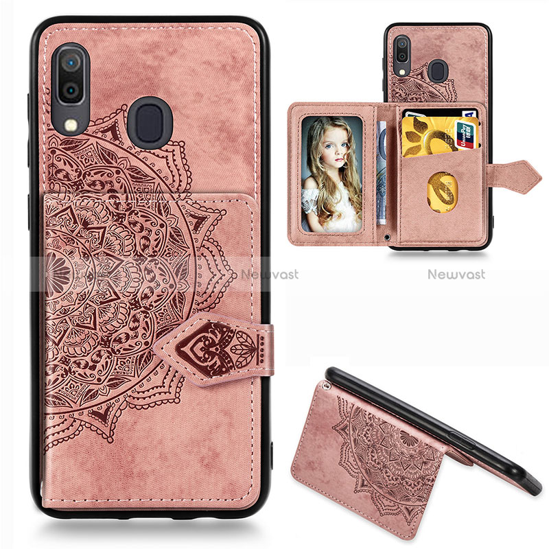 Ultra-thin Silicone Gel Soft Case Cover with Magnetic S04D for Samsung Galaxy M10S Rose Gold