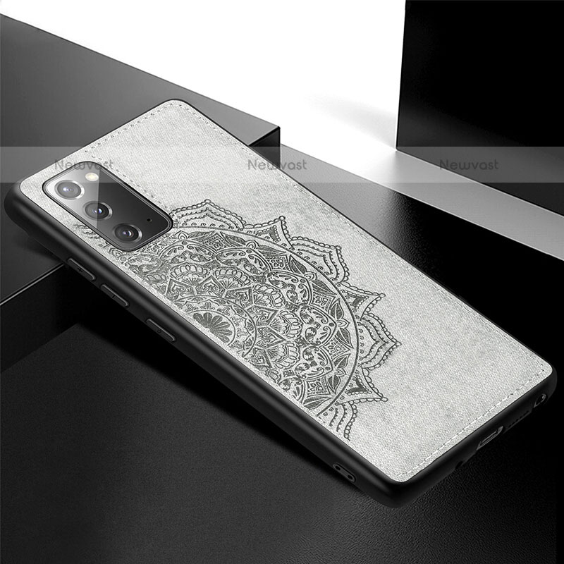 Ultra-thin Silicone Gel Soft Case Cover with Magnetic S04D for Samsung Galaxy Note 20 5G Gray