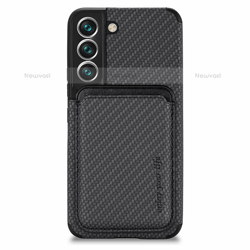 Ultra-thin Silicone Gel Soft Case Cover with Magnetic S04D for Samsung Galaxy S21 5G Black
