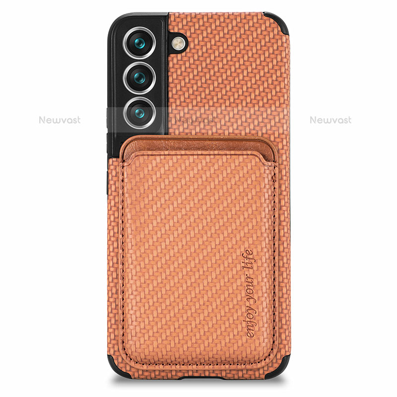 Ultra-thin Silicone Gel Soft Case Cover with Magnetic S04D for Samsung Galaxy S21 5G Brown