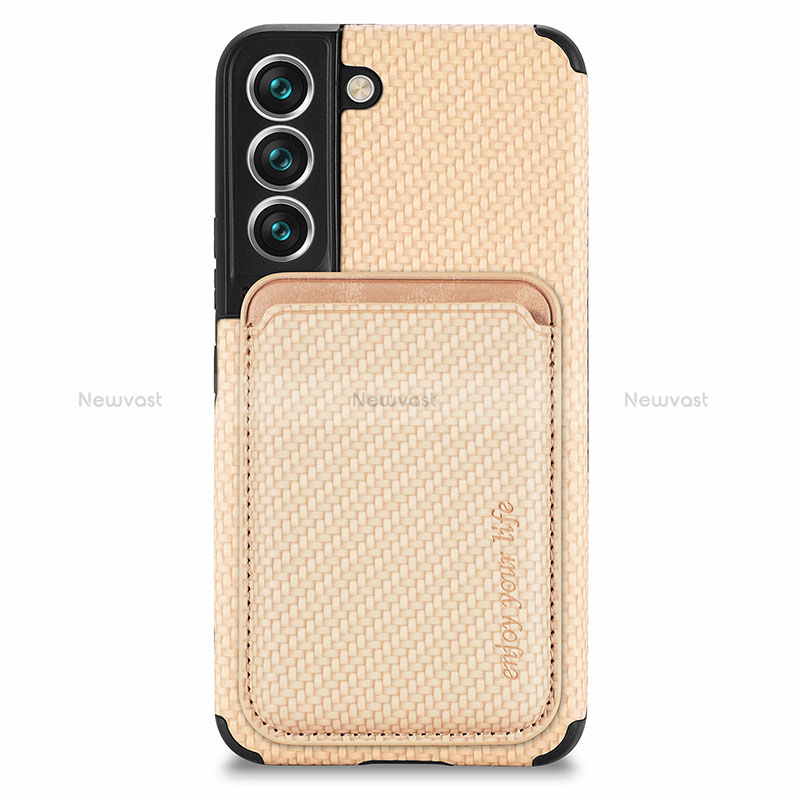 Ultra-thin Silicone Gel Soft Case Cover with Magnetic S04D for Samsung Galaxy S22 Plus 5G Gold