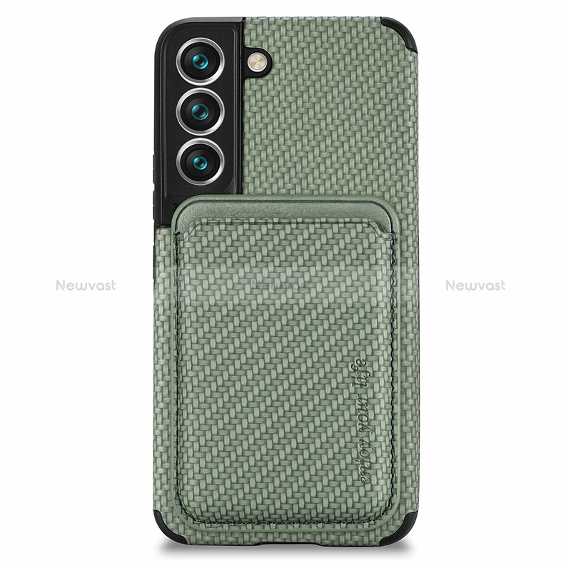 Ultra-thin Silicone Gel Soft Case Cover with Magnetic S04D for Samsung Galaxy S22 Plus 5G Green