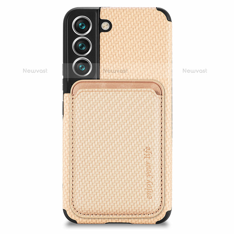 Ultra-thin Silicone Gel Soft Case Cover with Magnetic S04D for Samsung Galaxy S23 5G Gold