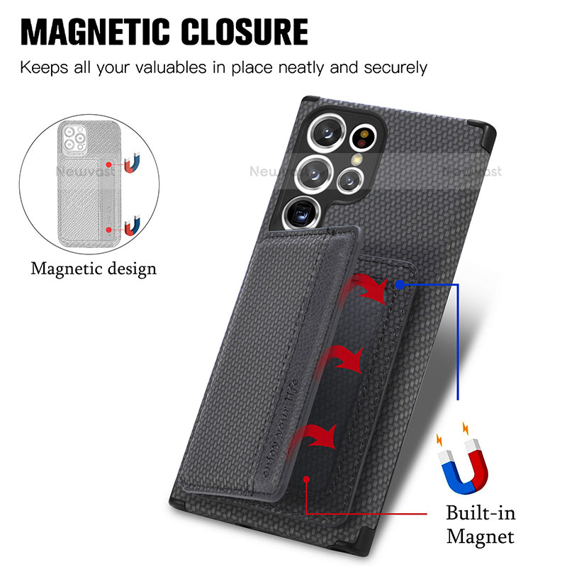 Ultra-thin Silicone Gel Soft Case Cover with Magnetic S04D for Samsung Galaxy S23 Ultra 5G