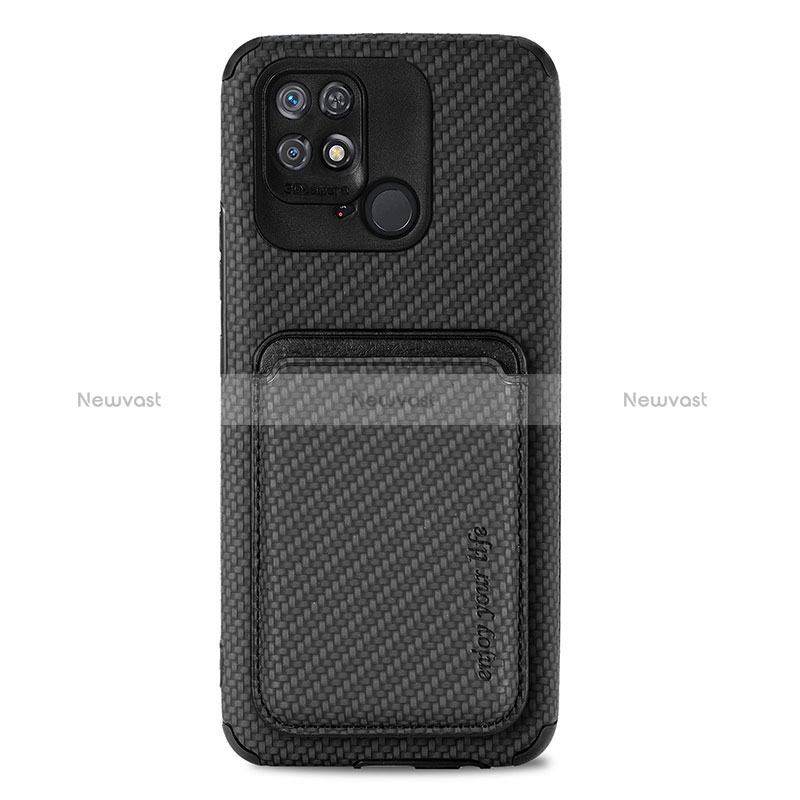 Ultra-thin Silicone Gel Soft Case Cover with Magnetic S04D for Xiaomi Redmi 10 Power Black