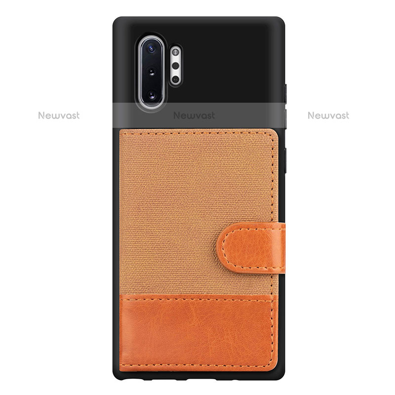 Ultra-thin Silicone Gel Soft Case Cover with Magnetic S05D for Samsung Galaxy Note 10 Plus 5G Brown