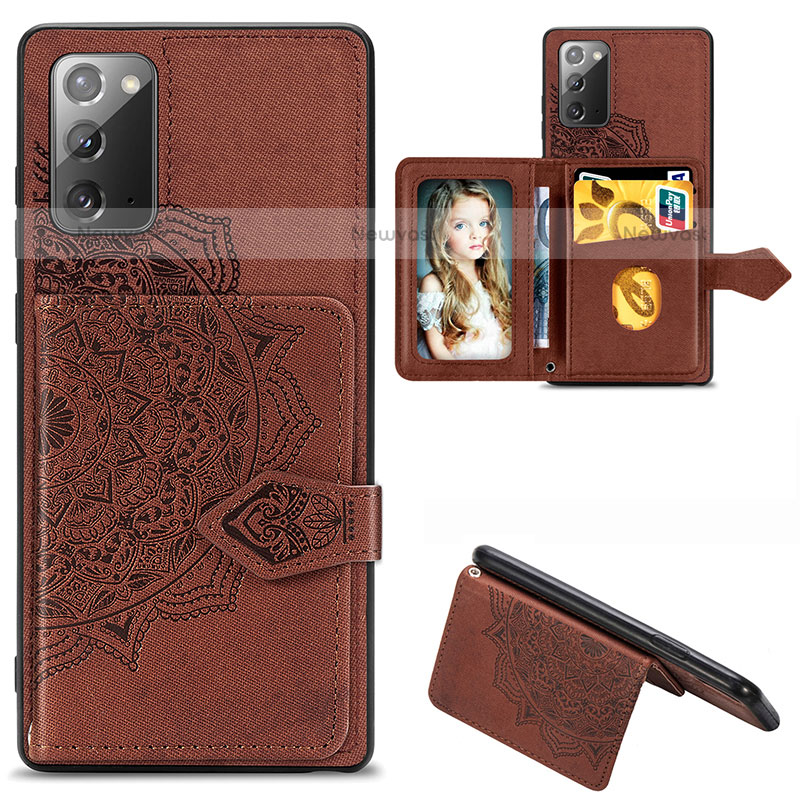 Ultra-thin Silicone Gel Soft Case Cover with Magnetic S05D for Samsung Galaxy Note 20 5G Brown