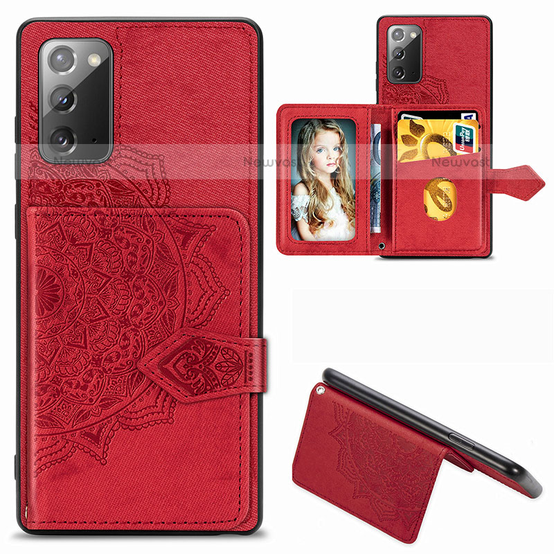 Ultra-thin Silicone Gel Soft Case Cover with Magnetic S05D for Samsung Galaxy Note 20 5G Red
