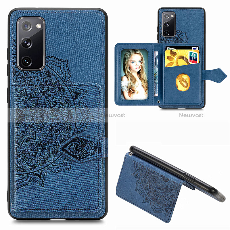 Ultra-thin Silicone Gel Soft Case Cover with Magnetic S05D for Samsung Galaxy S20 FE (2022) 5G Blue