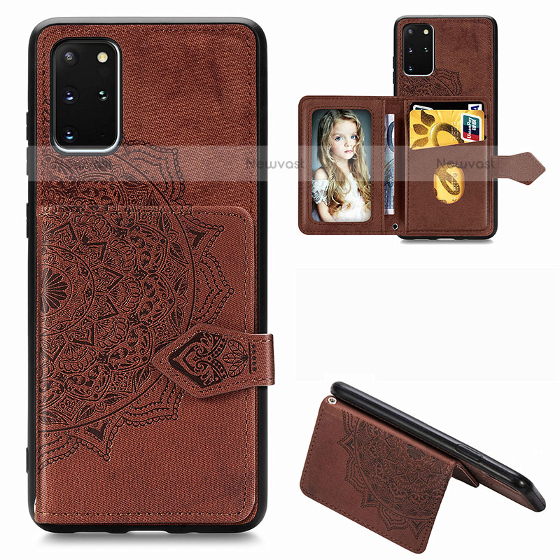 Ultra-thin Silicone Gel Soft Case Cover with Magnetic S05D for Samsung Galaxy S20 Plus Brown