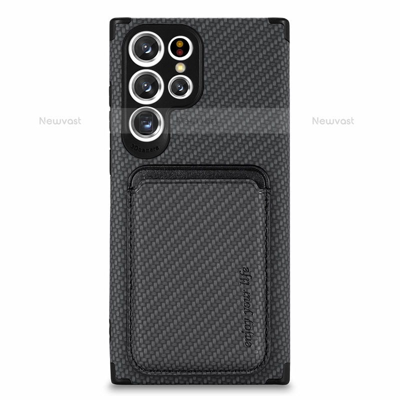 Ultra-thin Silicone Gel Soft Case Cover with Magnetic S05D for Samsung Galaxy S23 Ultra 5G Black